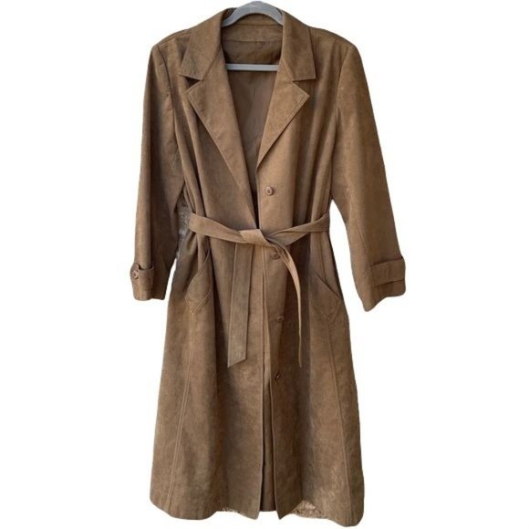 SKINNER Jackets & Blazers - SKINNER ultra suede belted trench duster size Large